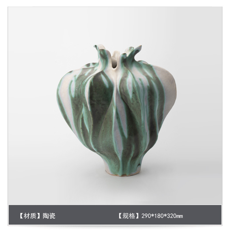 中世スタイルのセラミックフラワー花瓶装飾アートB&Bモデルルームゲストテーブルハイエンドフラワーアレンジメント装飾|undefined