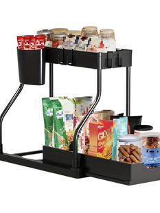 2-story R-shaped sliding cabinet internal storage rack-阿里巴巴