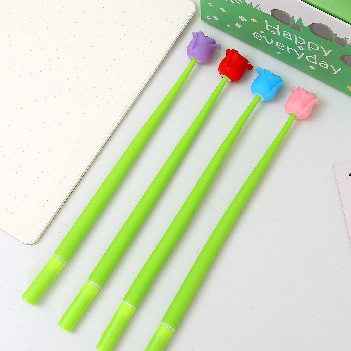 Bolígrafo oscilante de goma suave de tulipán Bolígrafo de gel Bolígrafo oscilante Regalo para estudiantes de primaria Premio final Papelería de Yiwu