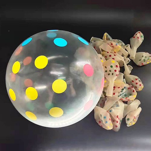 12-inch 2.8g transparent printed colorful dot balloons for wedding and birthday parties, circular dot balloons for weddings