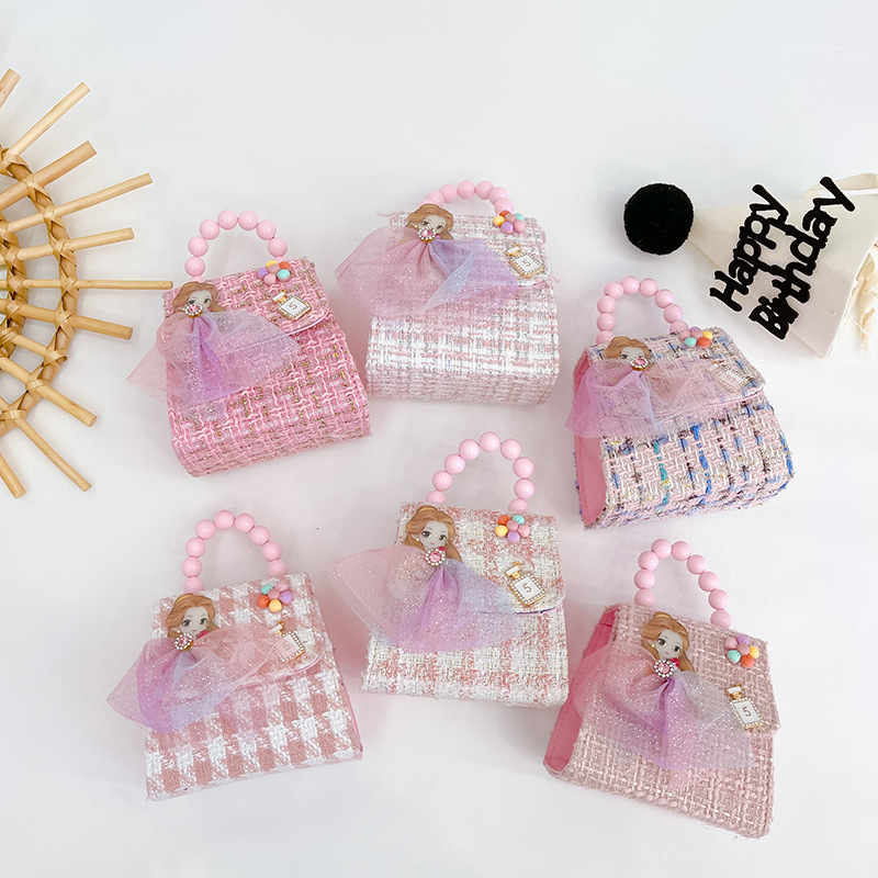 Bolso de los niños de otoño e invierno Nueva Moda Perla Chica bolsa de mensajero linda princesa niña bebé estilo Exterior cambio bolsa de accesorios