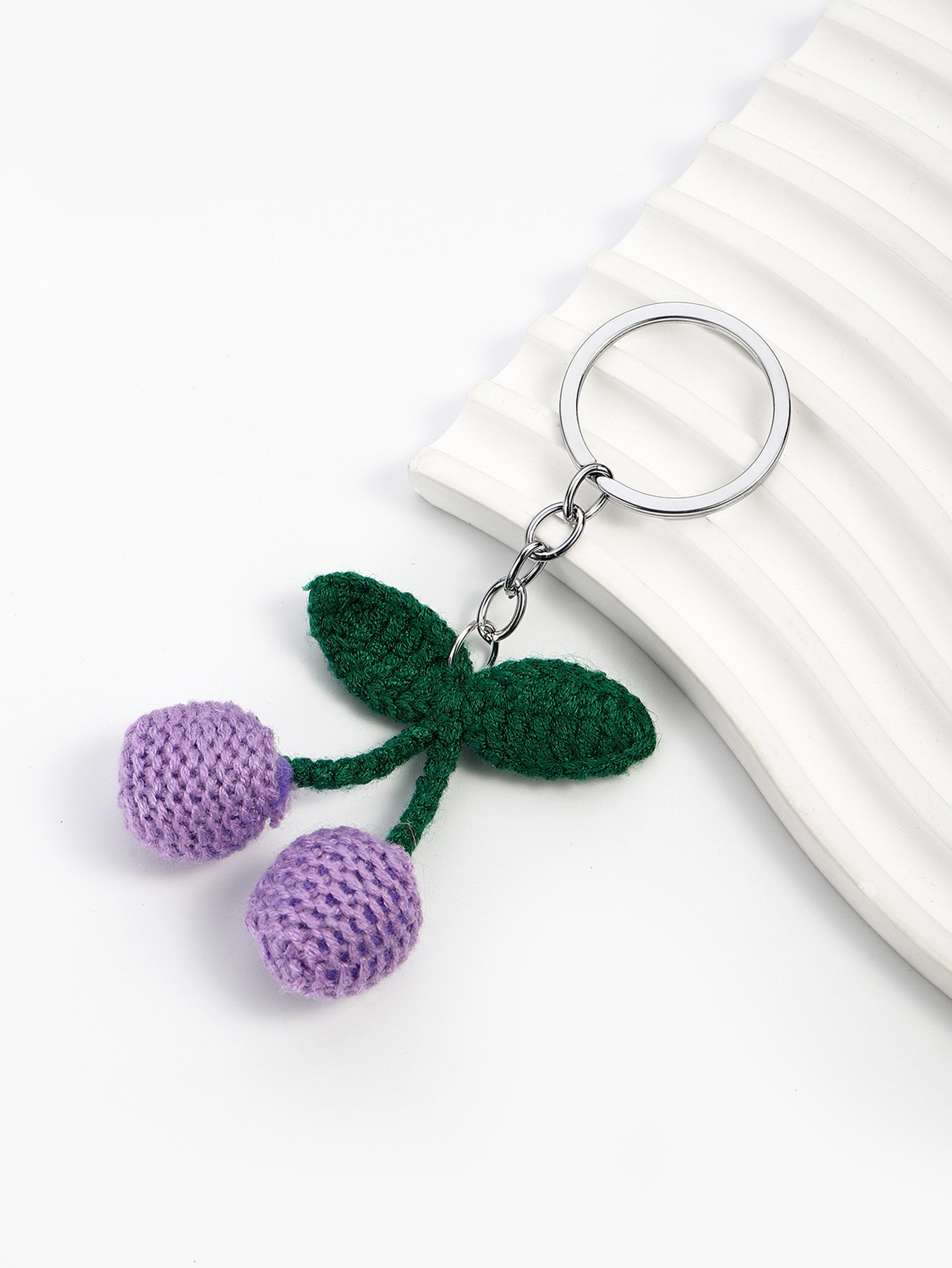 10g Weight Handmade Inlay Material Keychain Classification 1 Piece Quantity Casual, Daily Occasion yarn Material Peach, Cherry, Car Pattern Unisex Gender Cute Style 1 Piece Peach Cherry Car Keychain Yarn Handmade Unisex Cute Keychain 11