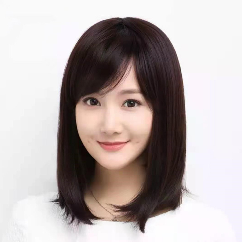 Wig Women's Long Hair Middle-aged and Elderly Mother Covering White Hair Fashion Mid-long Hair Full Head Cover Long Straight Hair Inclined Bangs Young Wig Women's Long Hair Middle-aged and Elderly Mother Covering White Hair Fashion Mid-long Hair Full Head Cover Long Straight Hair Inclined Bangs Young