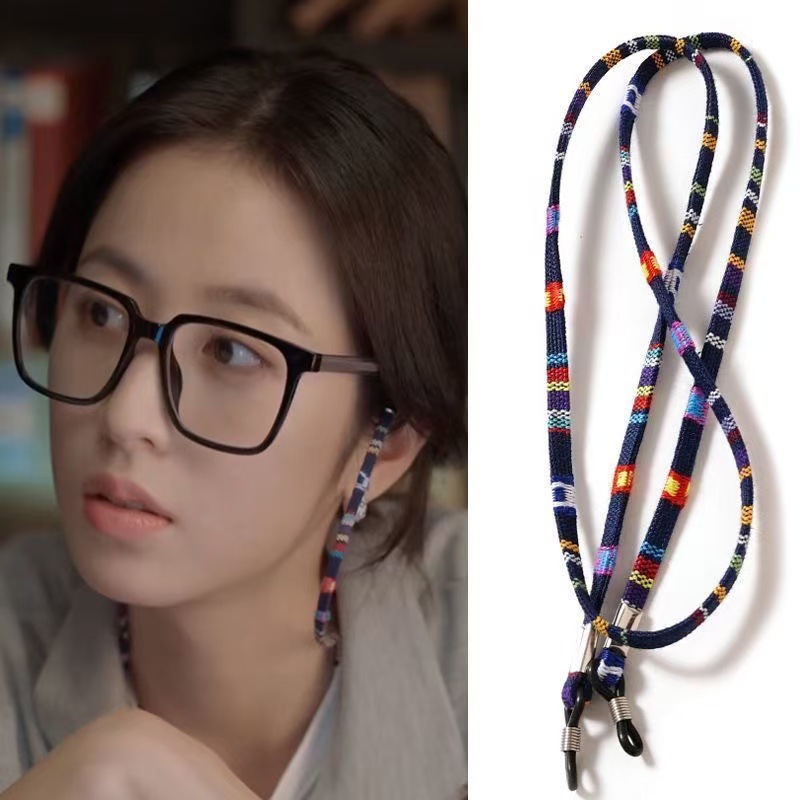 Amazon ventas transfronterizas gafas de viento bohemias cuerdas de colgante gafas de cadena con gafas de viento nacional para evitar la caída de la cuerda