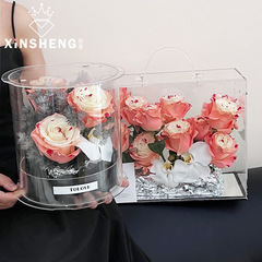 芯苼 亞克力手提插花盒鮮花束花藝包裝盒diy材料防水透明輕奢禮盒