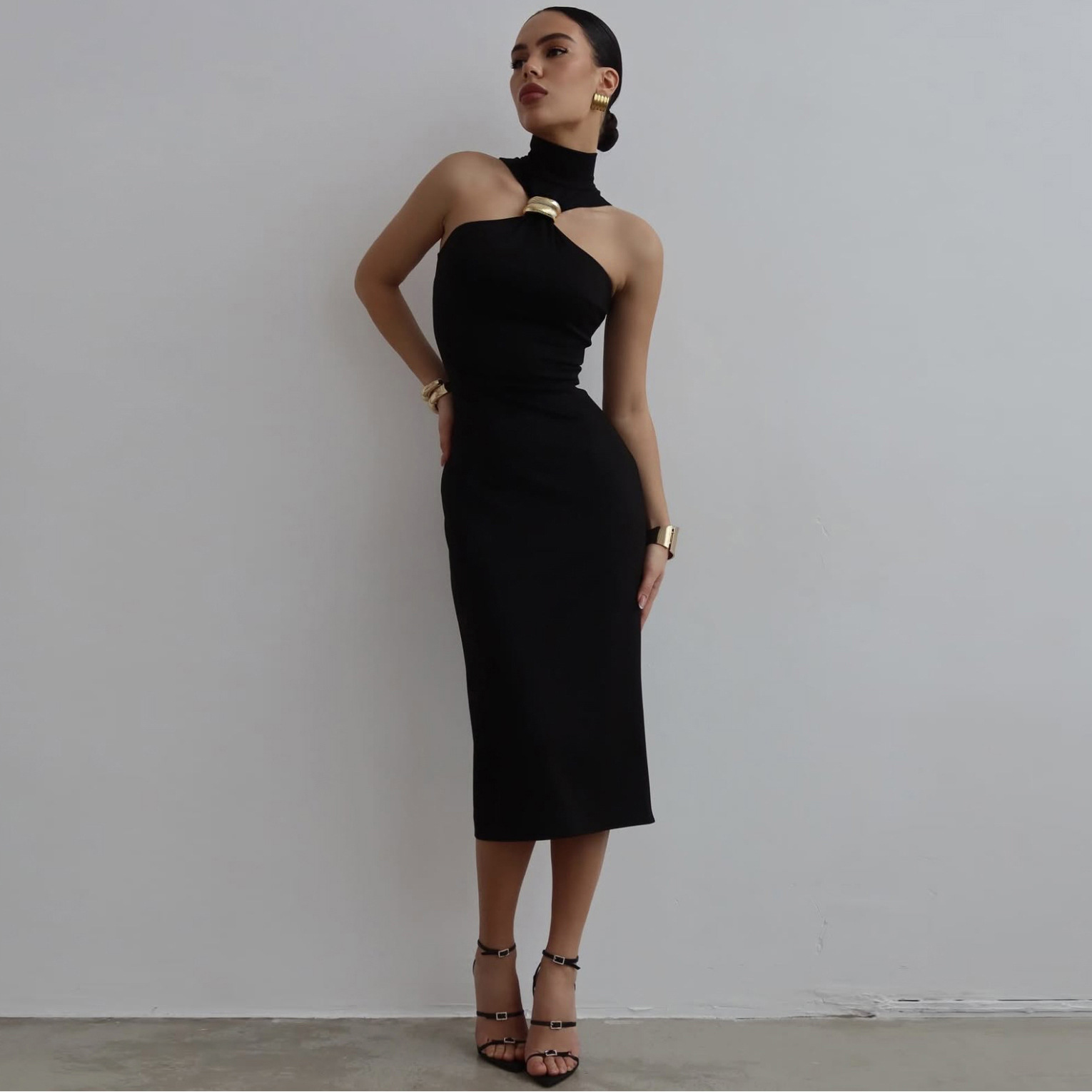 Wholesale Women's Streetwear Solid Color Casual Daily Turtleneck Sleeveless Sheath Dress display picture 12