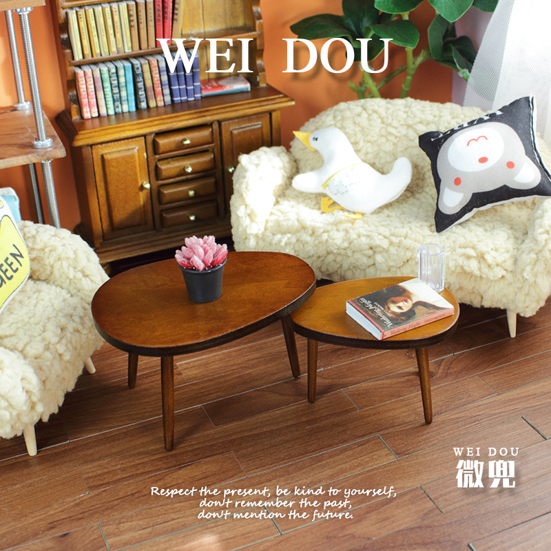 Miniature Coffee Table 1/12 Scale Mini Furniture Side Table Model Ob11 Triangular Table Dollhouse Tea Table Photography Scene Accessories