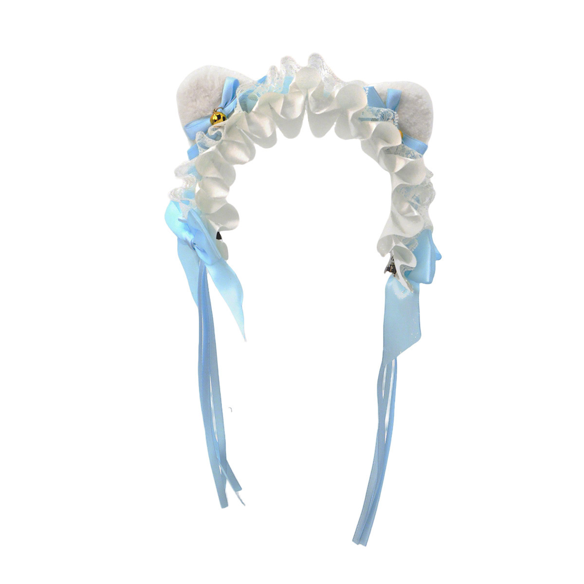 Lolita orejas de gato adornamiento de cabello arco campana de encaje borde clip de cabello banda de malla pulsera de hilo orejas de animales correa de cabello