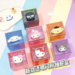 新しいかわいい漫画のキラキラ透明な引き出しの箱のデスクトップの収納箱の防塵はジグソーパズルの置物のアクセサリーの箱を重ねることができます。