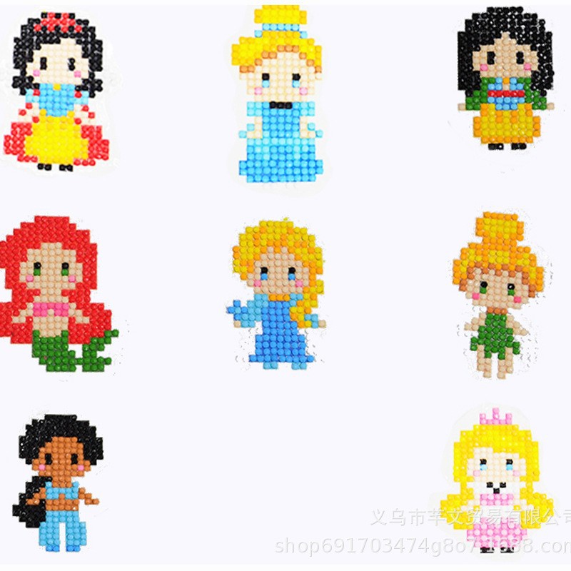 2024 nuevo estilo 5d princesa de dibujos animados pegatinas gratis pintura de diamantes artesanía para niños pegatinas decorativas de bricolaje pegatinas de refrigerador