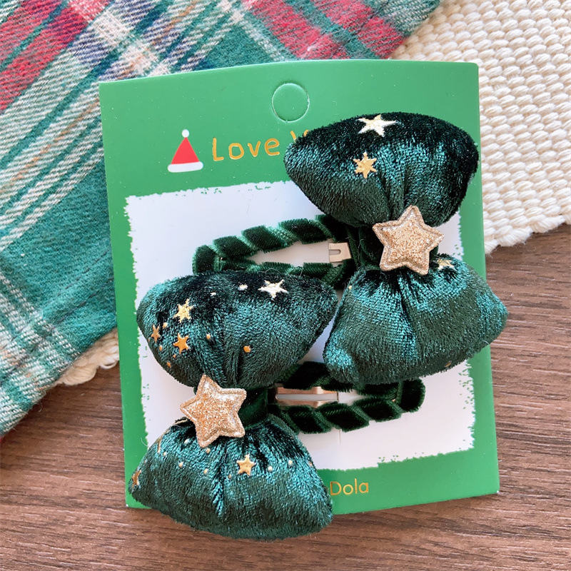 Christmas Bow Hairpin Red And Green Glitter Hair Accessory_voghion.com