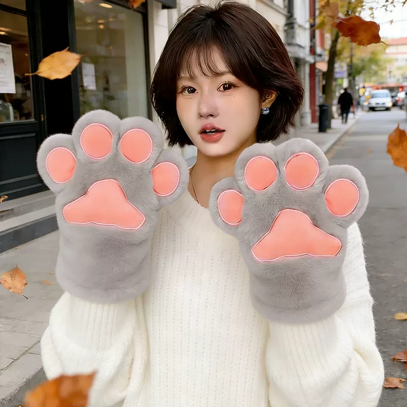 熊爪手套猫爪cosplay手套毛绒玩具卖萌可爱毛绒爪子冬季保暖公仔