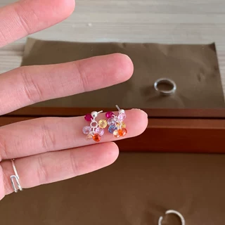 彩色仿水晶流苏吊坠女时尚百搭甜美耳环小众高级感设计耳饰