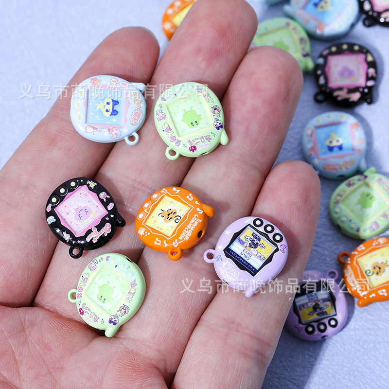 亜鉛合金ペイント漫画たまごっちペットハンドヘルドペンダント diy 携帯電話チェーンキーホルダーアクセサリーペンダント|undefined