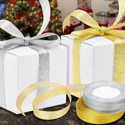 Cross-border hot sale 2-2.5cm glitter ribbon gift packaging decorative ribbon Christmas ribbon multi-color