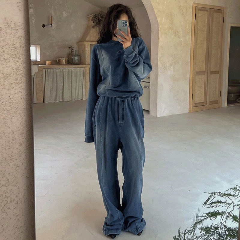 Cotton denim sports suit