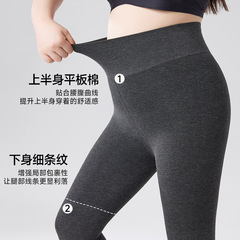 秋冬纯色打底裤一线档细竖条纹连裤袜外穿薄款高弹显瘦大码女裤子