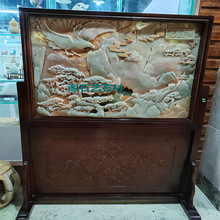 浮雕石雕桔玉拼画天然石家装别墅天然大理石背景墙爱马灰蓝金沙地