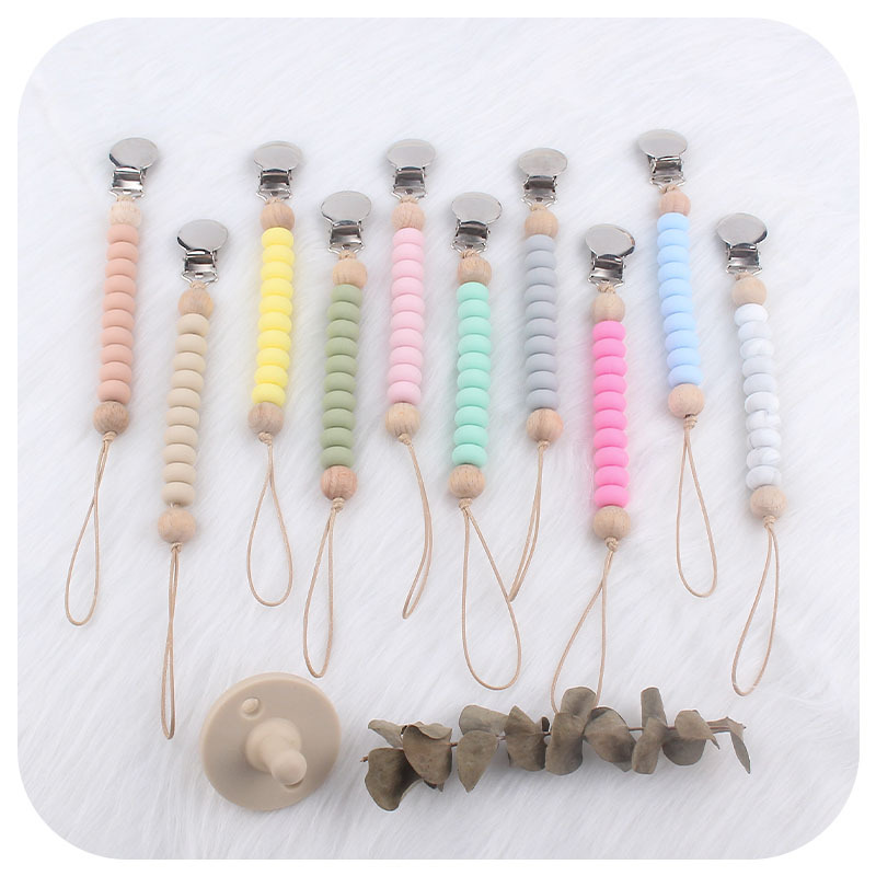 Suministros para bebés clip de chupete cadena anti-gota cuentas de silicona plana cuentas de Abacus Cadena de chupete Amazon nuevo