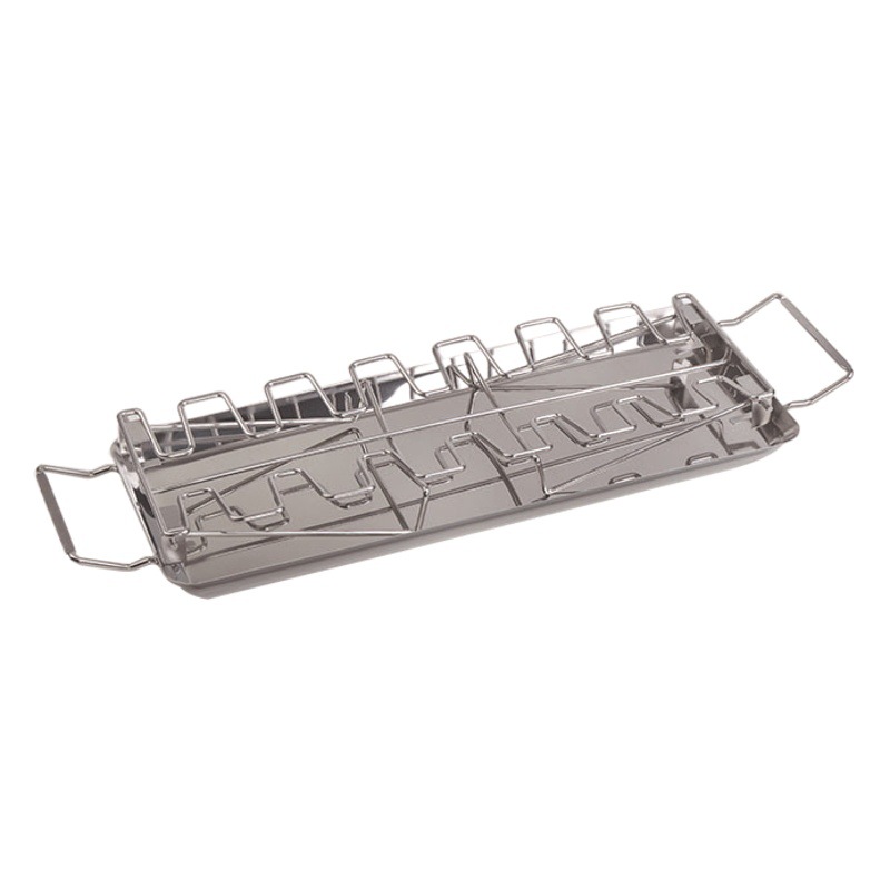 Stainless Steel Folding 14 Card Slot Grilled Chicken Leg Rack Grill Grill Plate Grill Grill with Bottom Tray Grill Chicken Rack