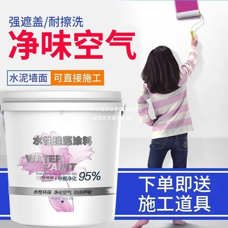 白色乳胶漆室内家用自刷刷墙硅藻泥翻新彩色内墙小桶墙面涂料