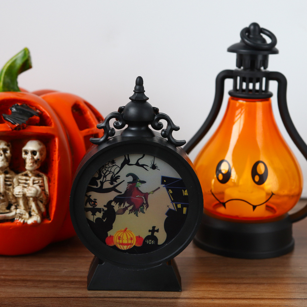 Lámpara de calabaza de Halloween decoración de fantasmas diabólica emoticones luces nocturnas atmósfera de terror decoración props led lámpara esqueleto