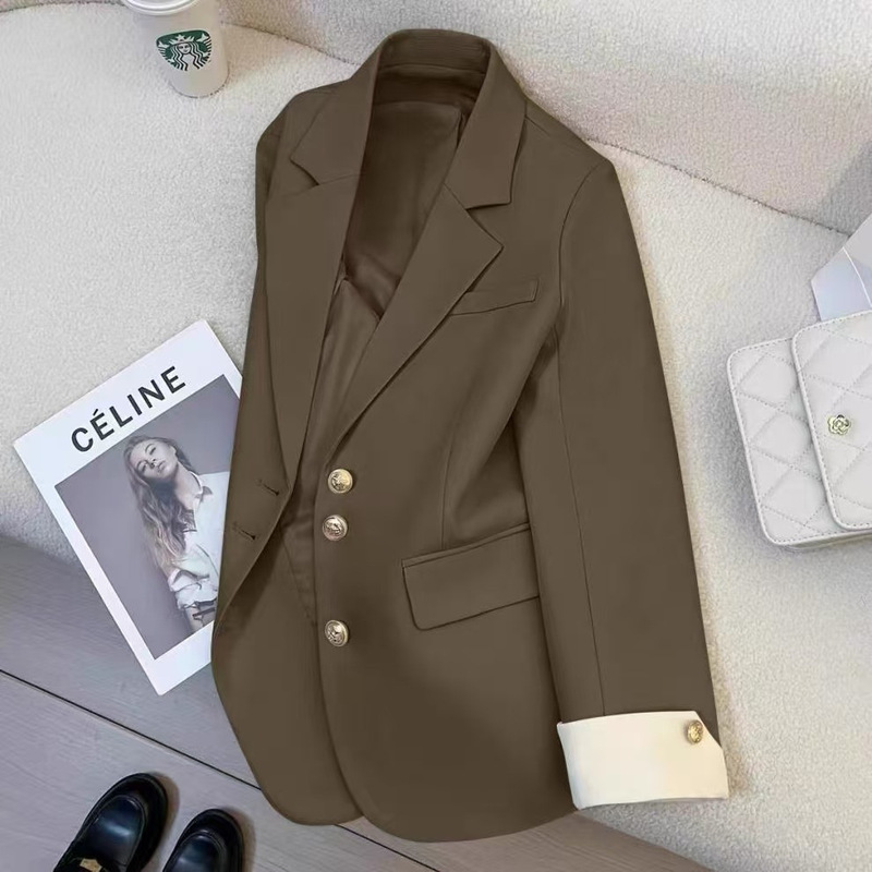 2024 Spring and Autumn Korean Style Casual Loose Suit Jacket Spring New Design Sense Niche Fashion Elegant 2024 Spring and Autumn Korean Style Casual Loose Suit Jacket Spring New Design Sense Niche Fashion Elegant