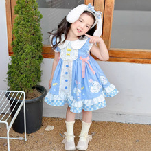 实拍2025春夏新款女童装无袖新款甜美娃娃翻领紫色蓝色爆款公主裙