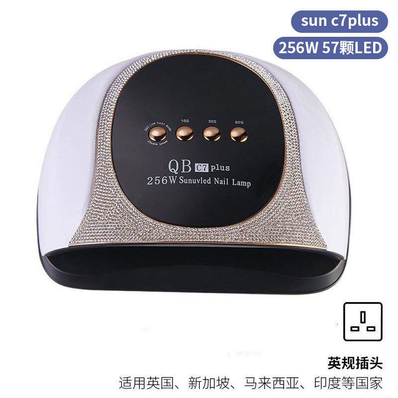 Lámpara de manicura inteligente de alta gama de luz de terapia de diamante 256W de alta potencia de pegamento de vinilo lámpara de horneado de dos manos secador de uñas transfronterizas