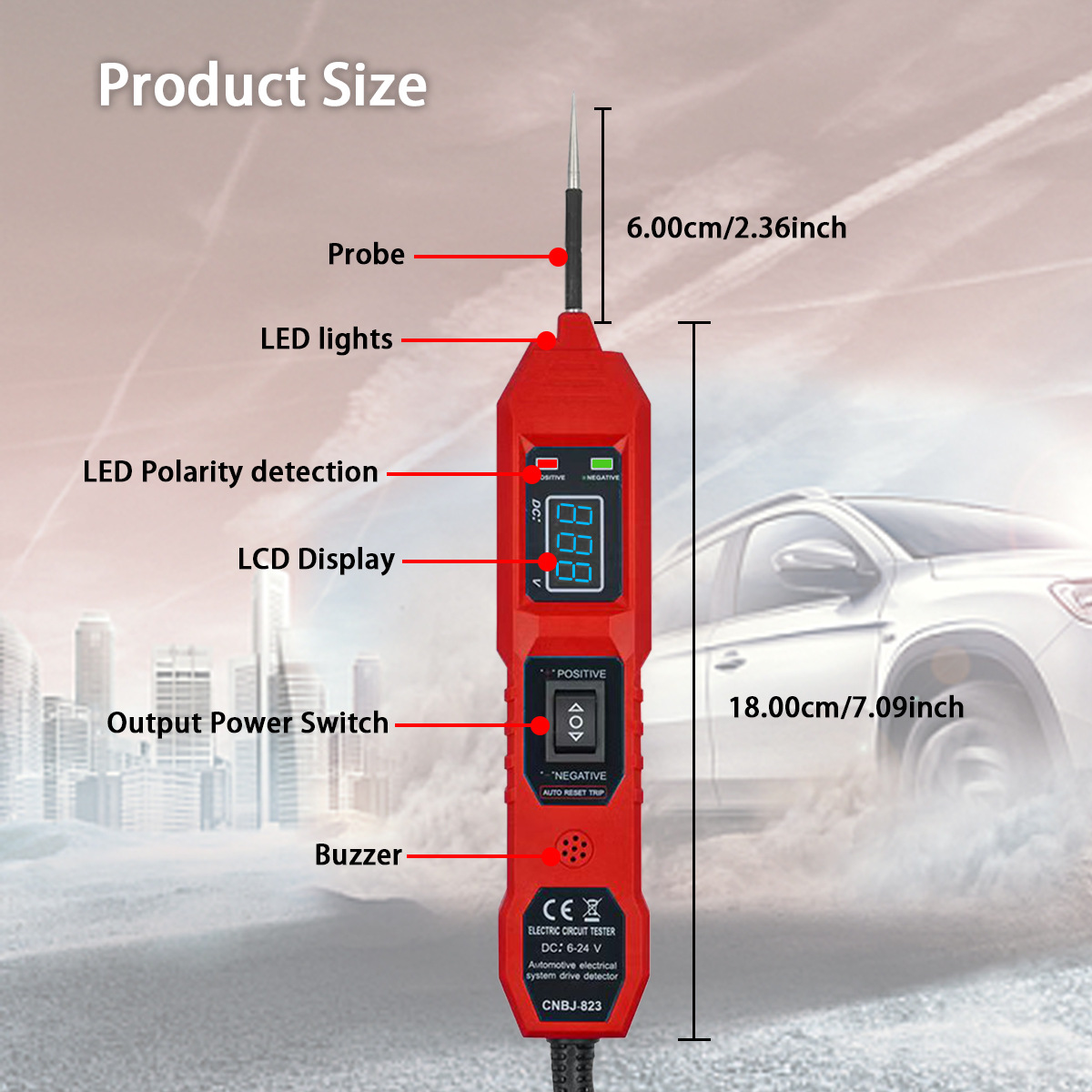 Automotive Circuit Tester 6-24V Digital Display Line Finder with Light Anti-Interference Power Detector Line Finder
