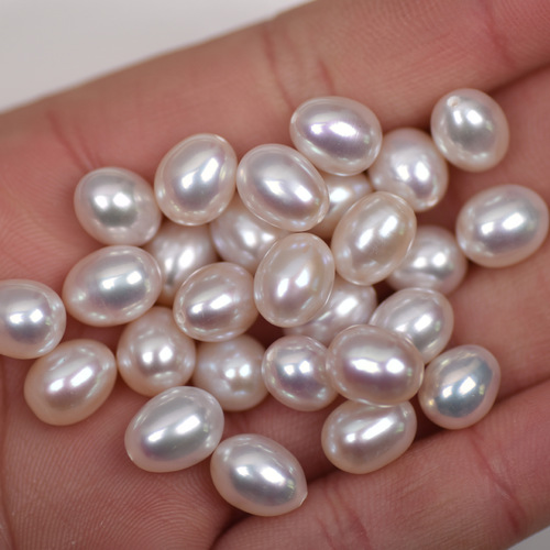 Mirror gloss about 9-10mm half-hole rice beads strong light natural freshwater pearls loose beads diy bare beads jewelry accessories
