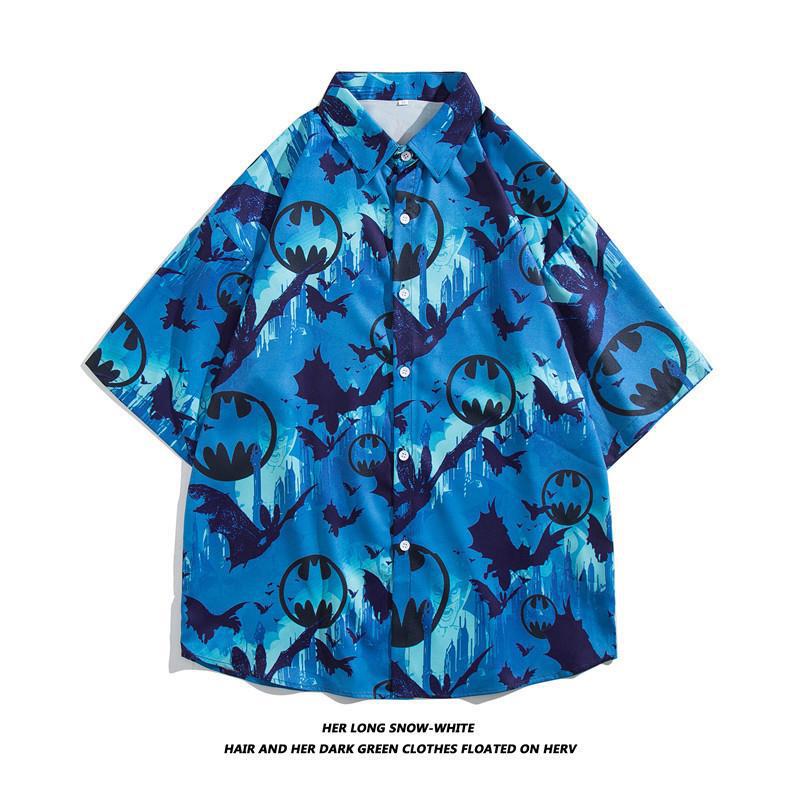 Hong Kong estilo Retro Vintage floral camisa de manga corta Estilo Hawaiano tailandés diseño sentido Ruan guapo camisa suelta para hombres y mujeres