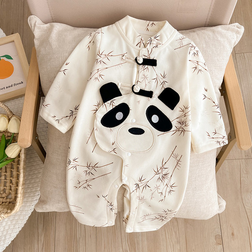 Baby Bodysuit Spring Outfit 2024 Newborn Boy Baby Full Moon 100th Day Holding Outfit Crawling Suit