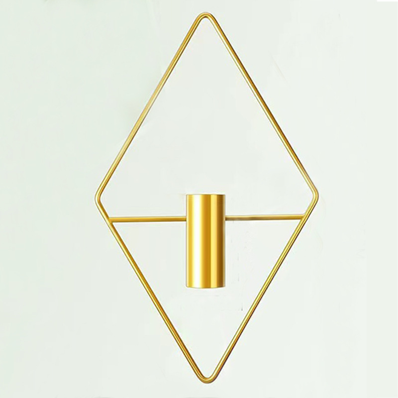 Nordic-style gold lightweight wrought iron diamond-shaped wall hanging creative home living room bedroom background wall decoration round wall ornament