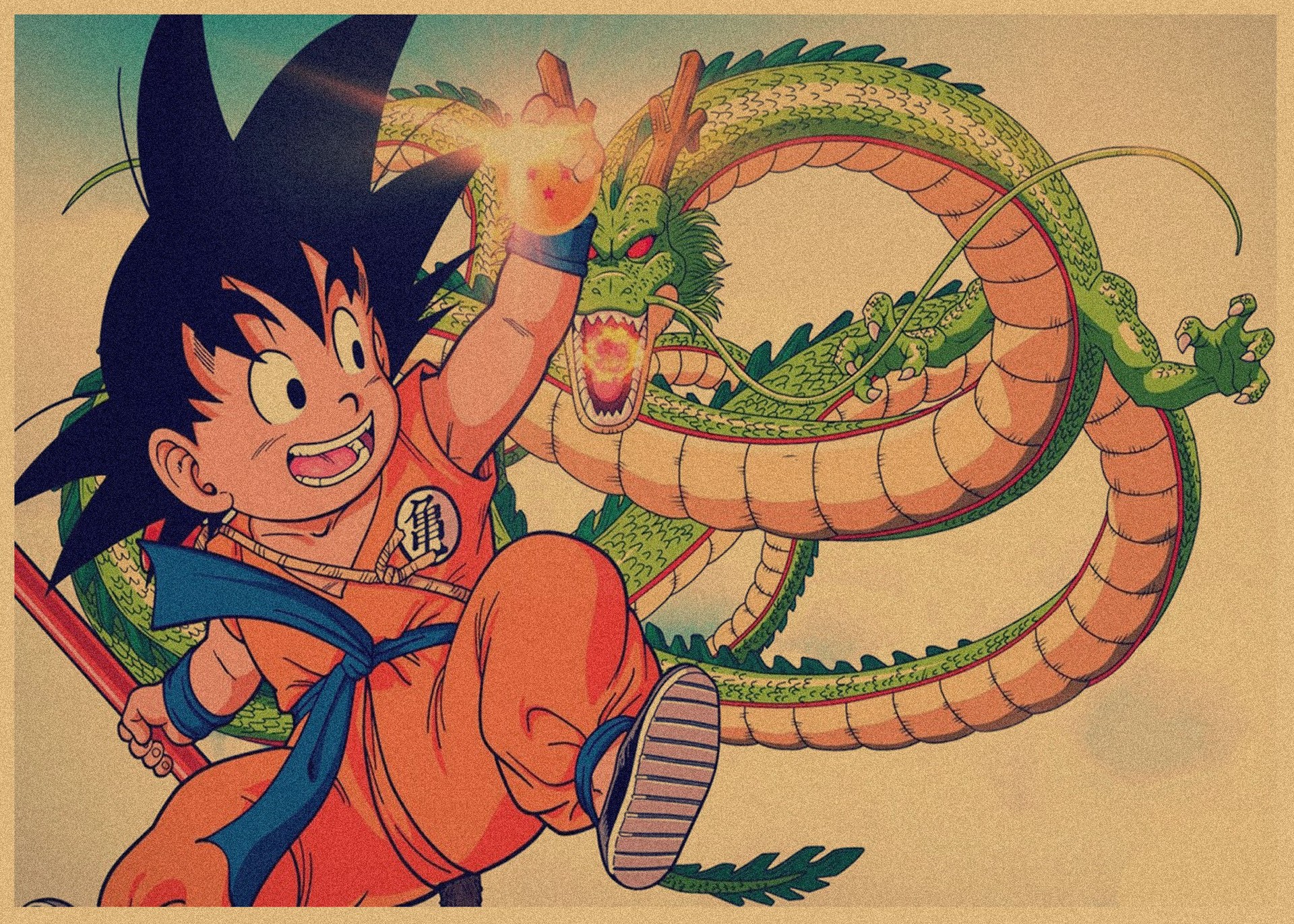 日本式アニメ七龍珠アラレ復古クラフト紙ポスター鳥山明装飾画孫悟空壁画316