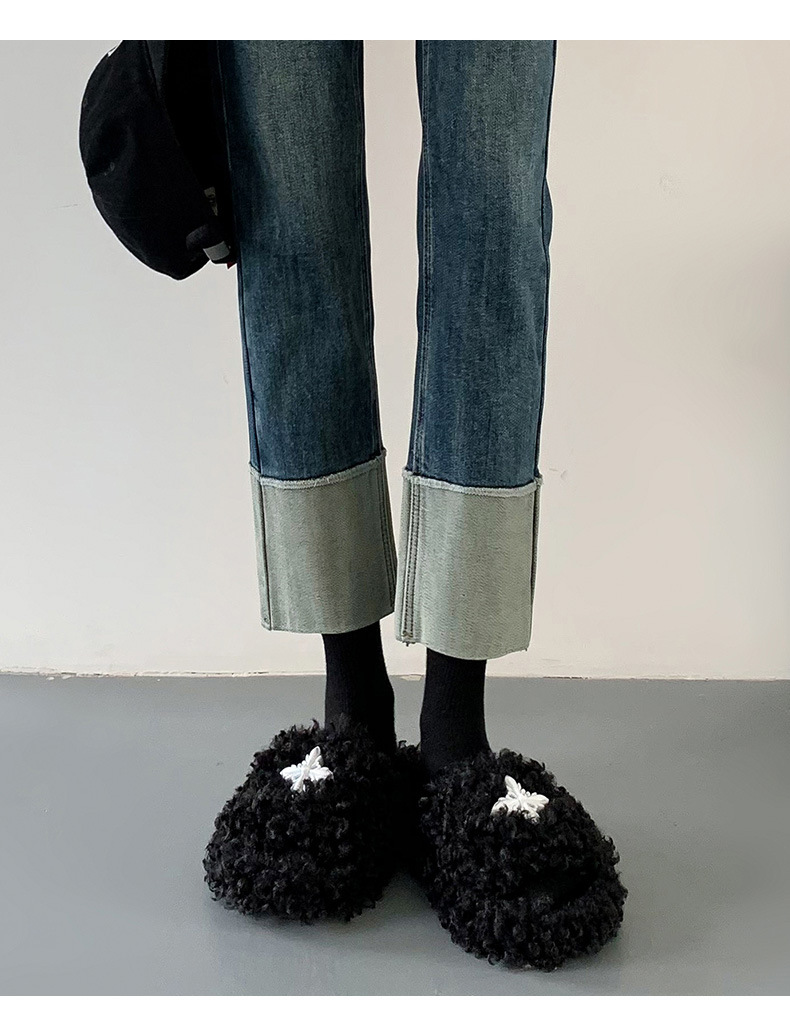 Spring new Korean-style retro color-blocking high-waisted straight-leg pants that make you look petite, 8-8 out of 10 skinny skinny jeans with a cigarette tube for women pic 5