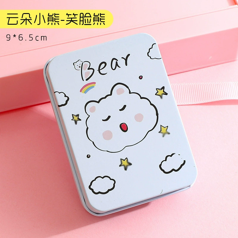 Rectangular metal tin storage box, postcard size, multiple designs, 9×6.5×2.4 cm