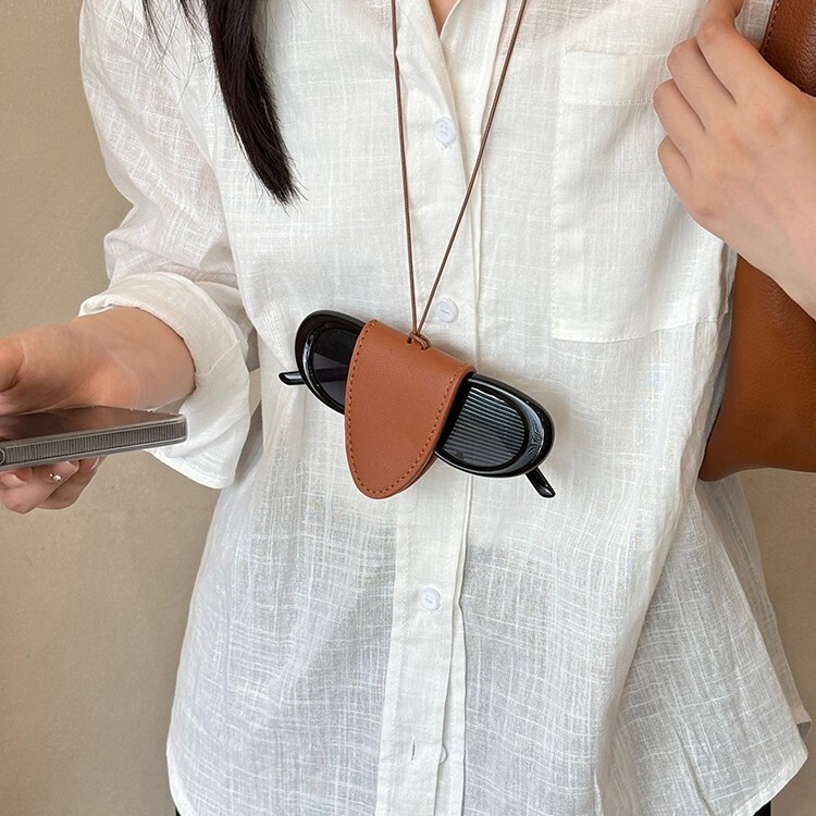 挂脖磁吸皮革墨镜夹项链女眼镜夹挂绳脖子衣服装饰挂链毛衣链配饰|undefined