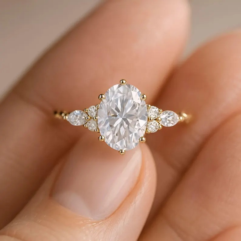 Huajie's Popular Wish Best-Selling New Copper Jewelry White Zircon Princess Ring Imitation Diamond Engagement Ring