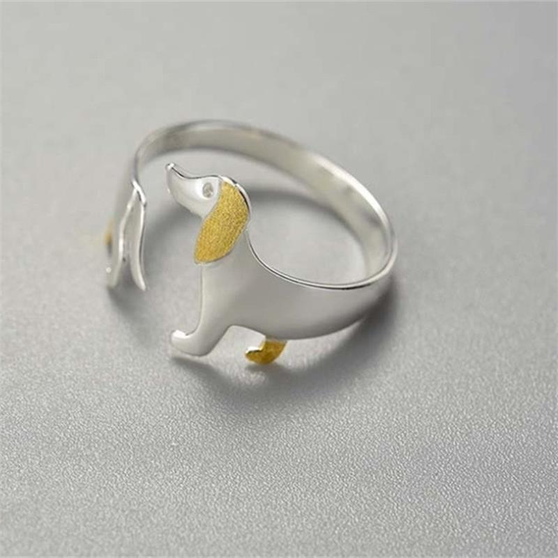 Daily Occasion 925 Sterling Silver Dog Open Ring Rings