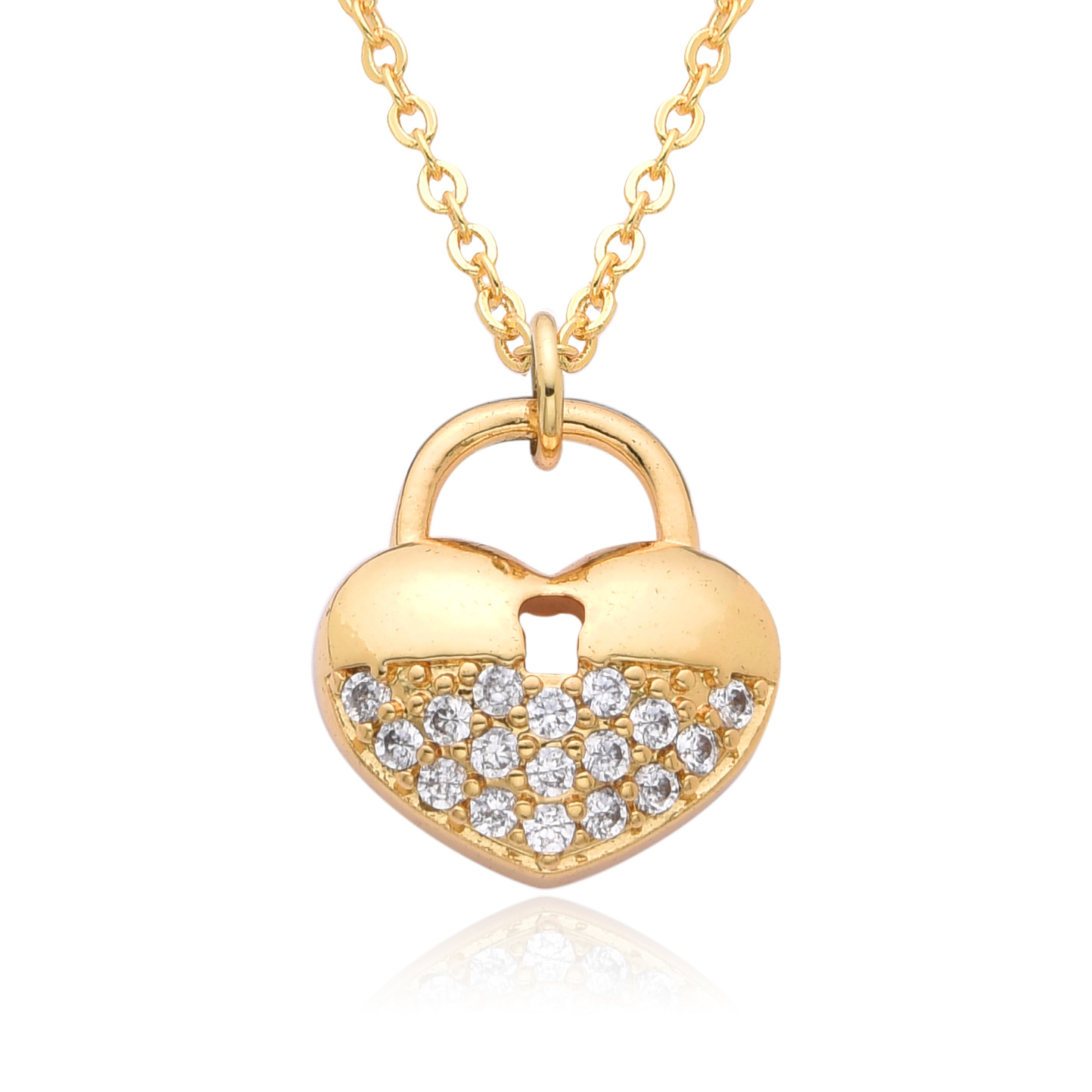 8g Weight Copper Pendant Material Zircon Inlay Material Pendant Necklace Classification Copper Chain Material 1 Piece Quantity Daily, Date Occasion Copper Material Heart Shape, Lock Pattern Women's Gender Inlay Design Elegant, Shiny Style Copper Inlay Heart Shape Lock Zircon Pendant Necklace 8