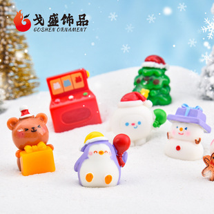 Cartoon Christmas town accessories DIY handmade Christmas decoration resin ornaments Mini car hanging parts