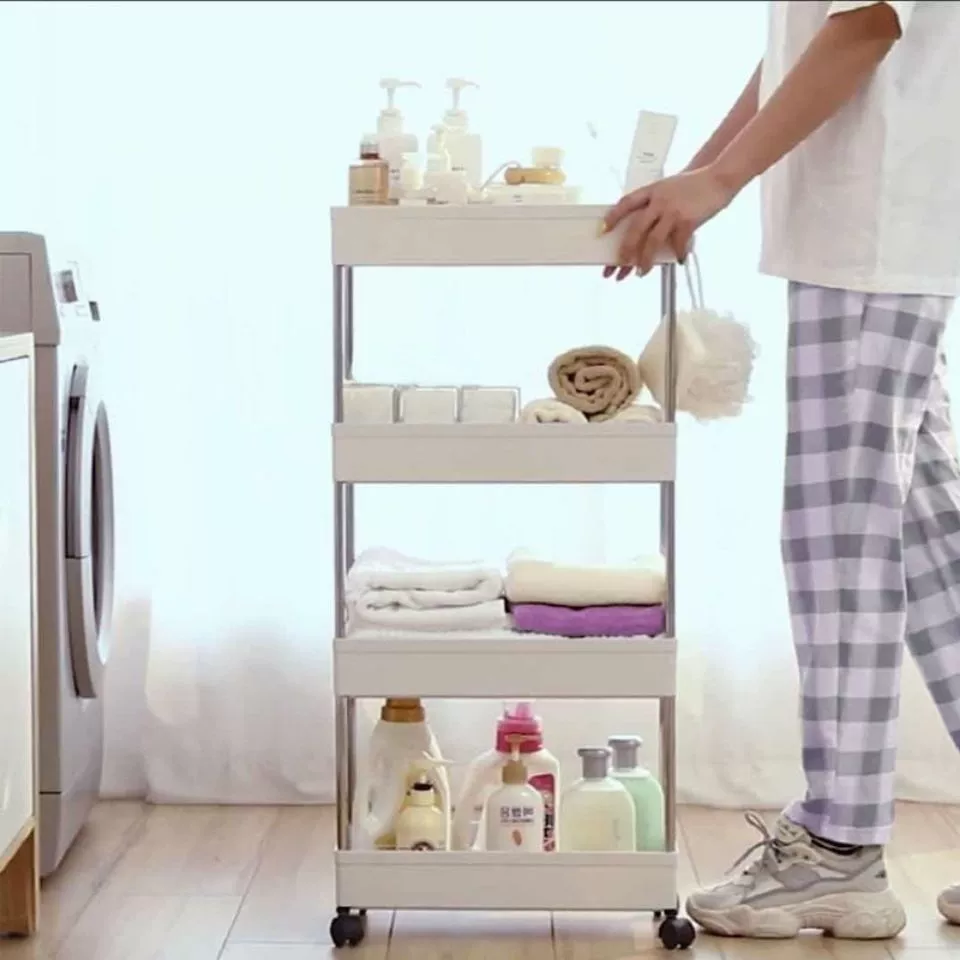 Напольная тележка-стеллаж для кухни, ванной, спальни, многоярусная, мобильная, для хранения продуктов и вещей у кровати