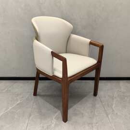 新中式餐椅酒店大堂工程接待扶手靠背椅餐厅咖啡厅包厢配白蜡木椅