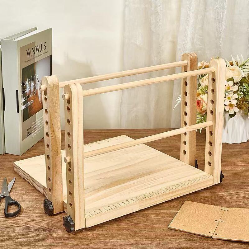 Wooden Ancient Book Restoration Stand, Multi-Hole Adjustable Paper Folding Stand, Solid Wood Multifunctional Book Binding Tool
