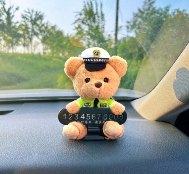Número de estacionamiento temporal del automóvil placa luminosa del teléfono del automóvil del automóvil del automóvil del automóvil del automóvil del perro de peluche lindo adorno del automóvil femenino