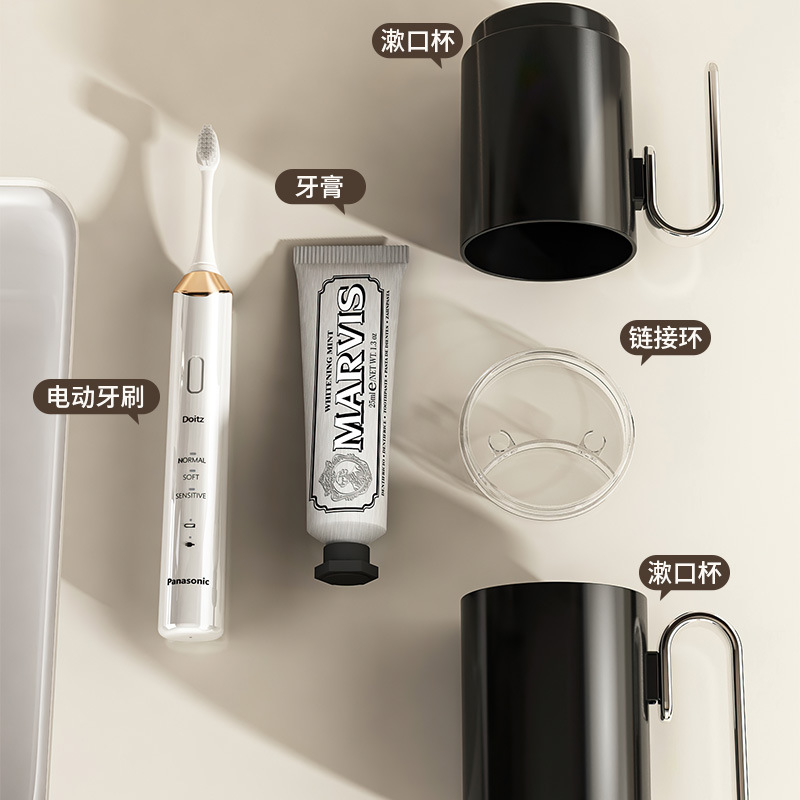 Juego de tazas de lavado de viaje Pasta de dientes portátil Cepillo de dientes Caja de almacenamiento Pareja Artículos de tocador Cepillo Taza de dientes Taza de enjuague bucal