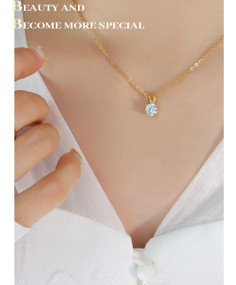 Simple Style Round Titanium Steel Plating Inlay Zircon Pendant Necklace 1 Piece