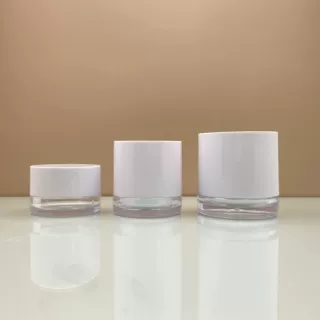 20g30g50g圆形透明膏霜瓶高端光面白色盖面霜瓶小样乳液分装瓶