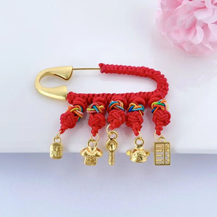 999 Pure Gold 5D Cyanide-Free Hard Gold Braided Baby Brooch for Food and Clothing Worry-Free Pregnant Women's Shock Needle Brooch